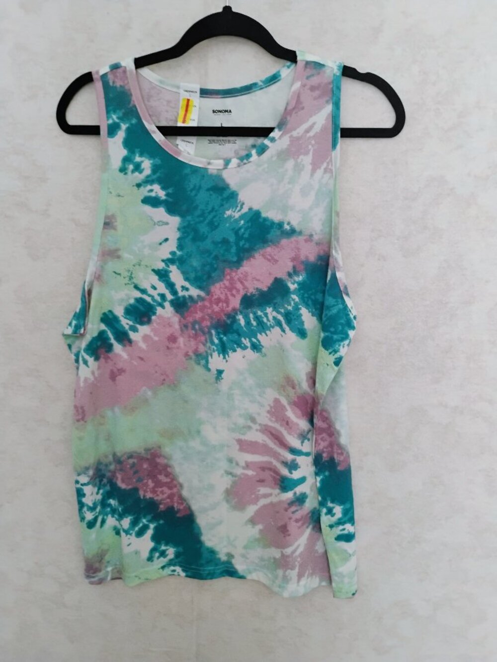 Sonoma Tie Dye Pastel Spiral Tank Top NWT Large